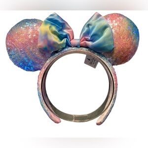 Disney Parks Sequin Pastel Rainbow Tie Dye Headband Ears Minnie Mouse NWT 19